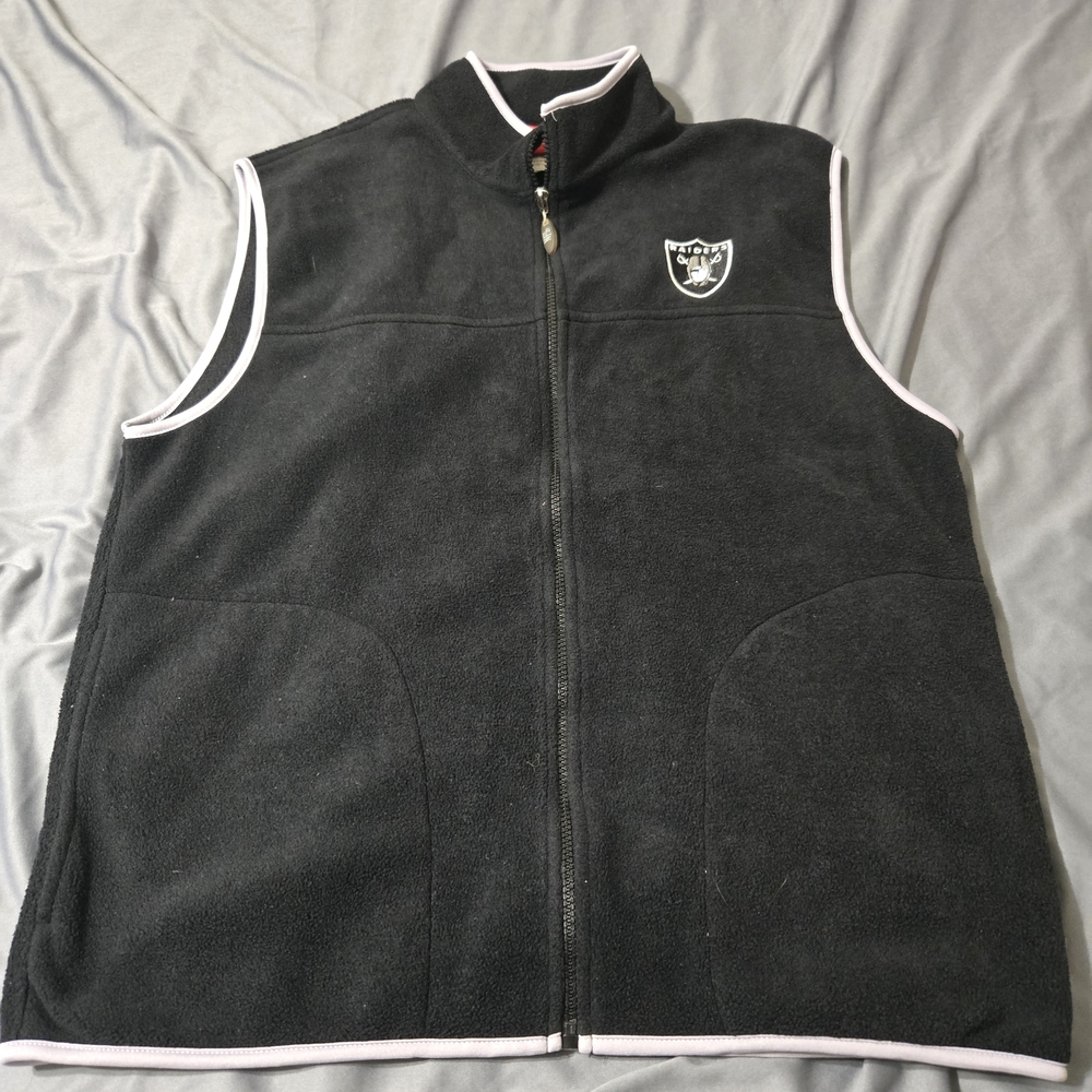 Las Vegas Raiders VF Image Wear Fleece Vest Mens Large Black Sleeveless Sports
